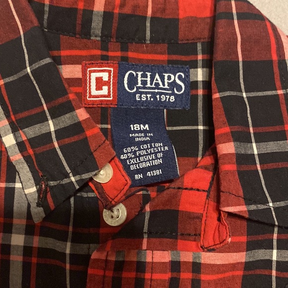 Lot of 3 Baby Boys 18 month plaid button down shirts - Chaps - Picture 9 of 10